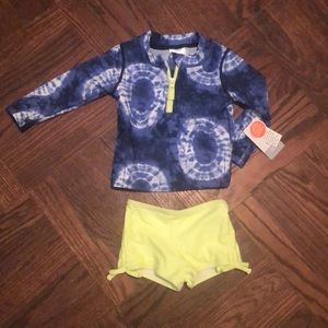 12 mo Carter swim top and bottom - blue and lime